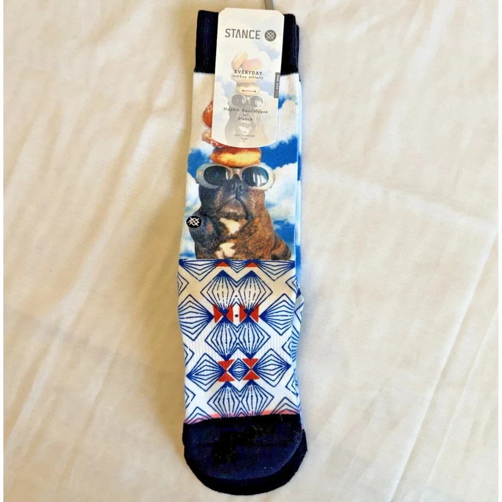 Stance Everyday Tomboy Athletic Socks One‎ Size Crew Dog Sunglasses Donuts Blue